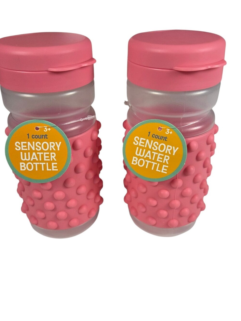 Sensory Water Bottles NEW Set Of 2 -Pink -20.97 Fluid Ounces -Silicone Grip